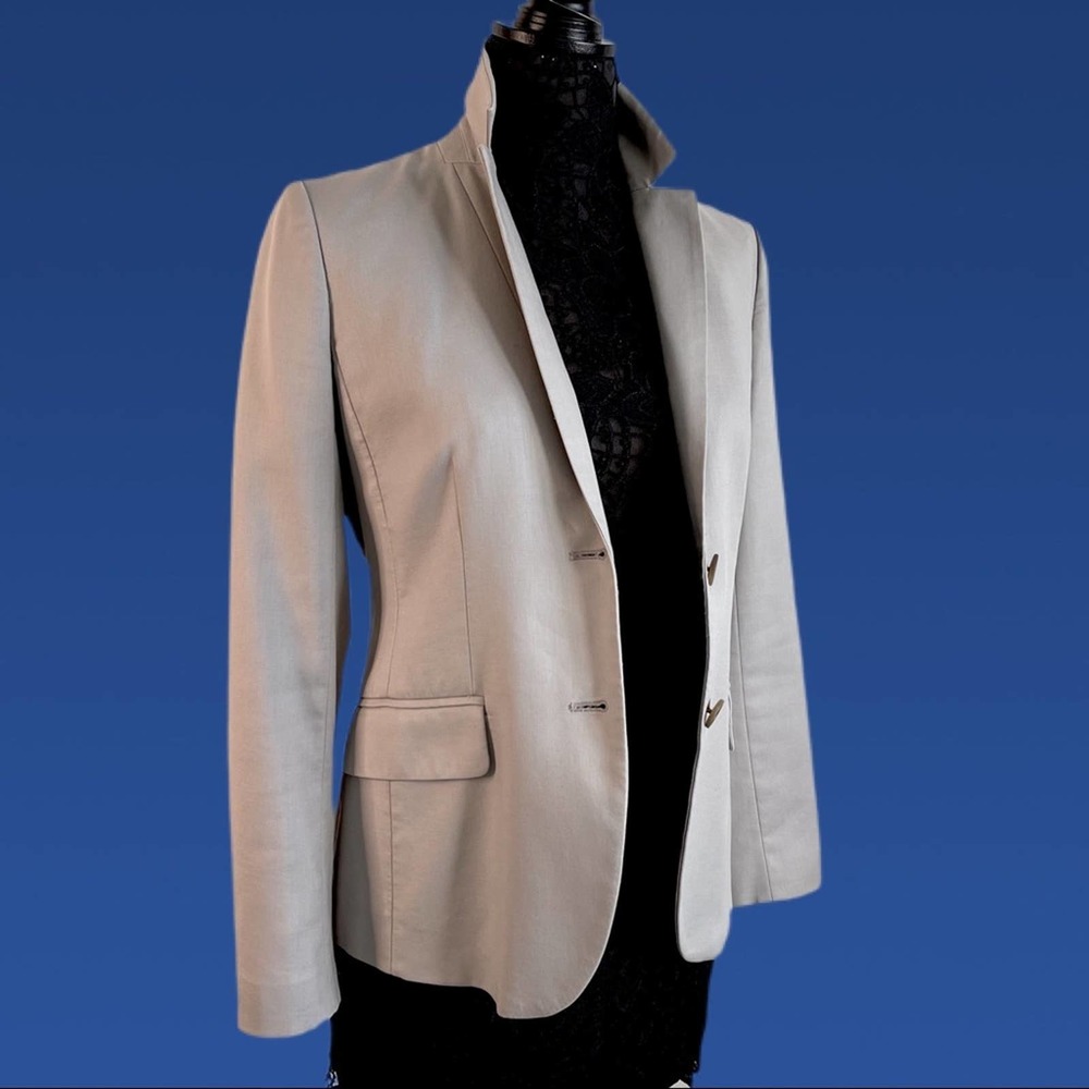 J.Crew Cotton Blazer Lined Pockets Buttons Size 4 Small Neutral Capsule Basic